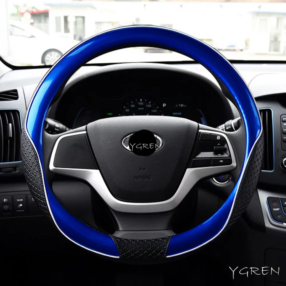 Автомобильный чехол на руль подходит для hyundai Fista Four сезонные универсальные чехлы на руль круглой формы и d-кольцо