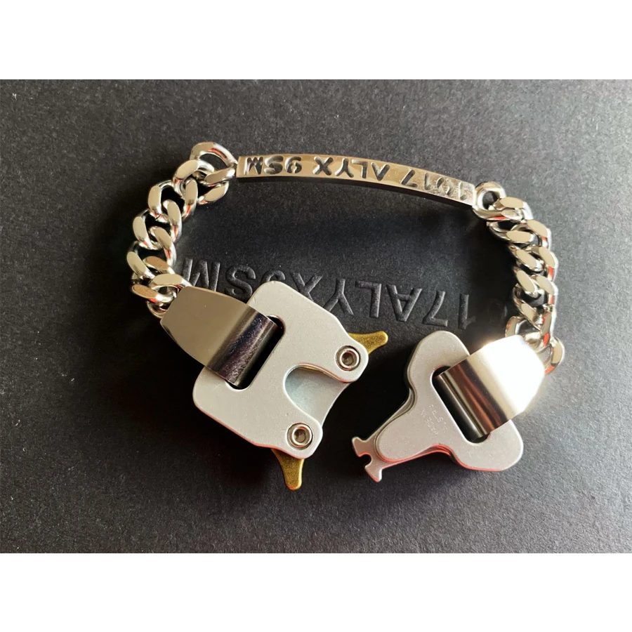Men Women Bracelets Alyx Chain New Fashion Link Bracelet High Quality Metal Button 21cm 35g 1017-ALYX-9SM | Украшения и