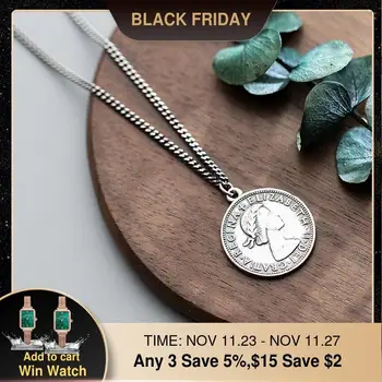 

Empress Coins Pendants Disk Necklace 925 Silver Choker Kolye Vintage Best Friend Bijoux Femme Collier Necklace Women Jewelry