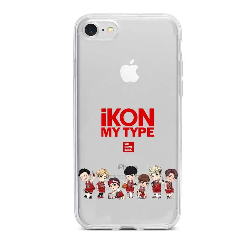 IKON KPOP мальчик группа шаблон дизайн Мягкий Силиконовый ТПУ чехол для телефона чехол для iphone 4 5 6 6S 7 8 PLUS X XS XR XMAX Funda Coque Capa - Цвет: TPU