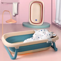 78cm Plastic Folding Bathtubs Infant Bath Infant Shining Folding Baby Bath Tub Large Size with Bath Mat Newborn Baby Shower Tub