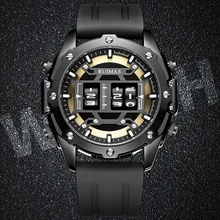 RUIMAS Reloj de pulsera de cuarzo para hombre, resistente al agua, con rueda de desplazamiento, correa de silicona, a la moda