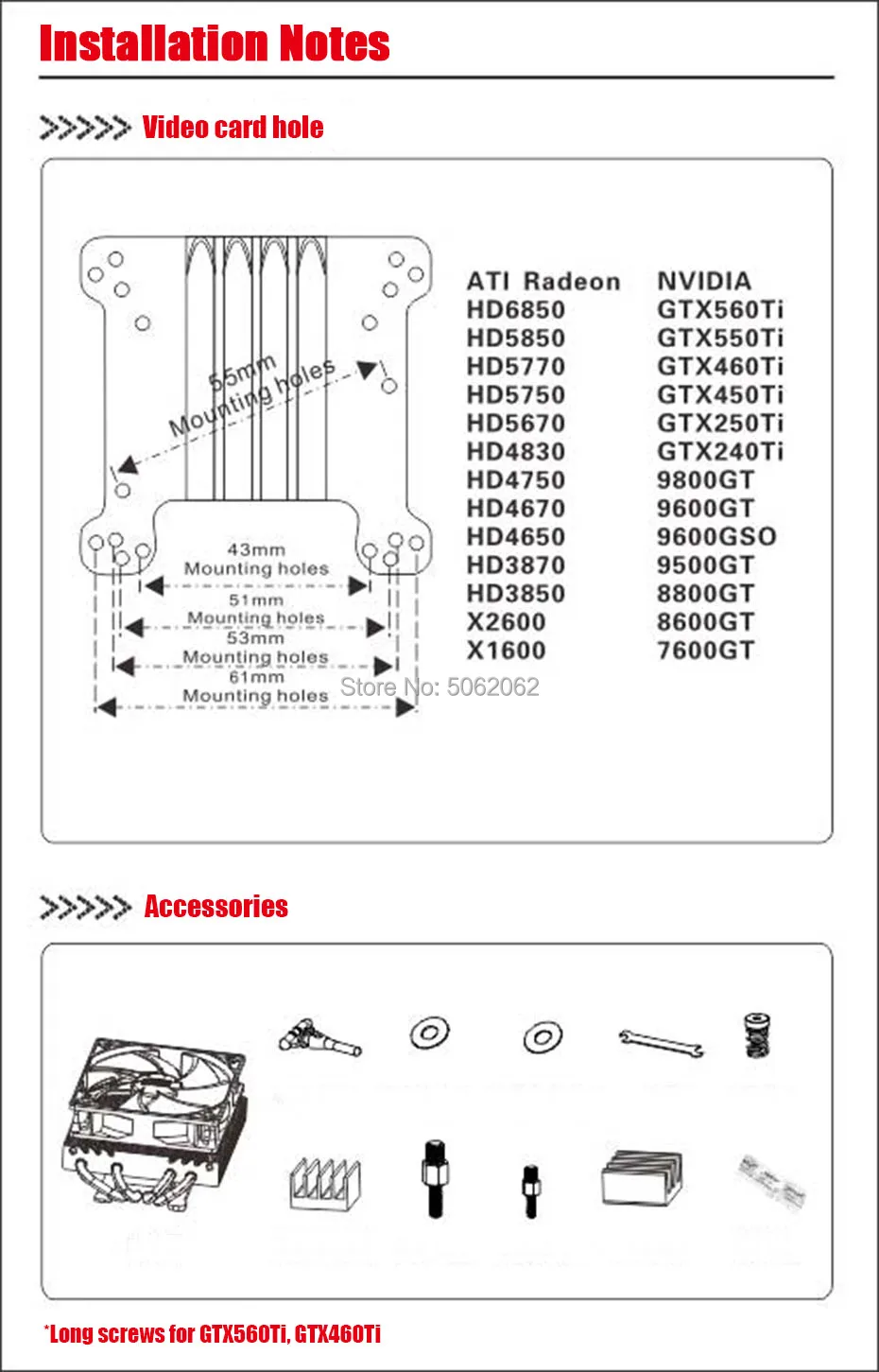 Pccooler K101F 4*6 мм Тепловая медь покрытие теплоотводящий кулер для видеокарты 100 мм тихий вентилятор VGA Охлаждающий радиатор GPU 3pin и Molex