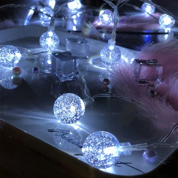 

QYJSD Fairy Garland LED Crystal Ball String Lights For Christmas Tree New Year's Wedding Home Bedroom Indoor Battery Power Decor