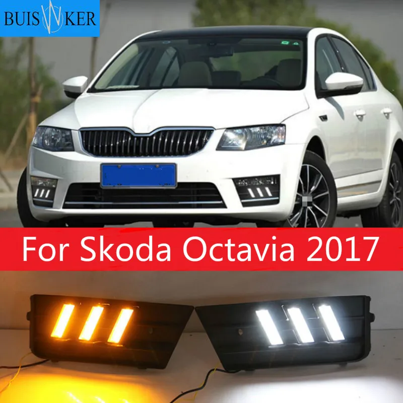 ForSkodaOctavia2017CarAccessoriesWaterproof12VDRLFogLamp