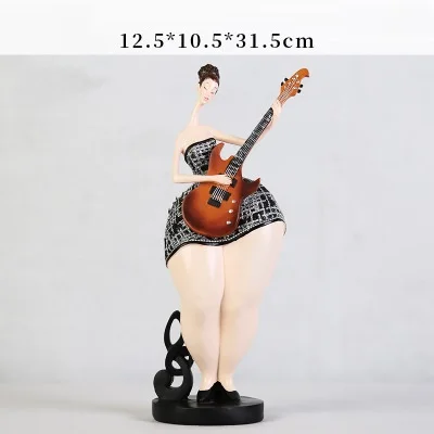 Красный Абстрактная гитара, скрипка, группа Fat Lady, скульптура с музыкальным символом, художественные фигурки из смолы, искусство и ремесло, современное простое украшение для дома R2337 - Цвет: Красный