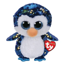 Ty série de lantejoulas dupla face azul super brilhante pinguim payton doce legal chaveiro menino menina presente de aniversário das crianças brinquedo de pelúcia