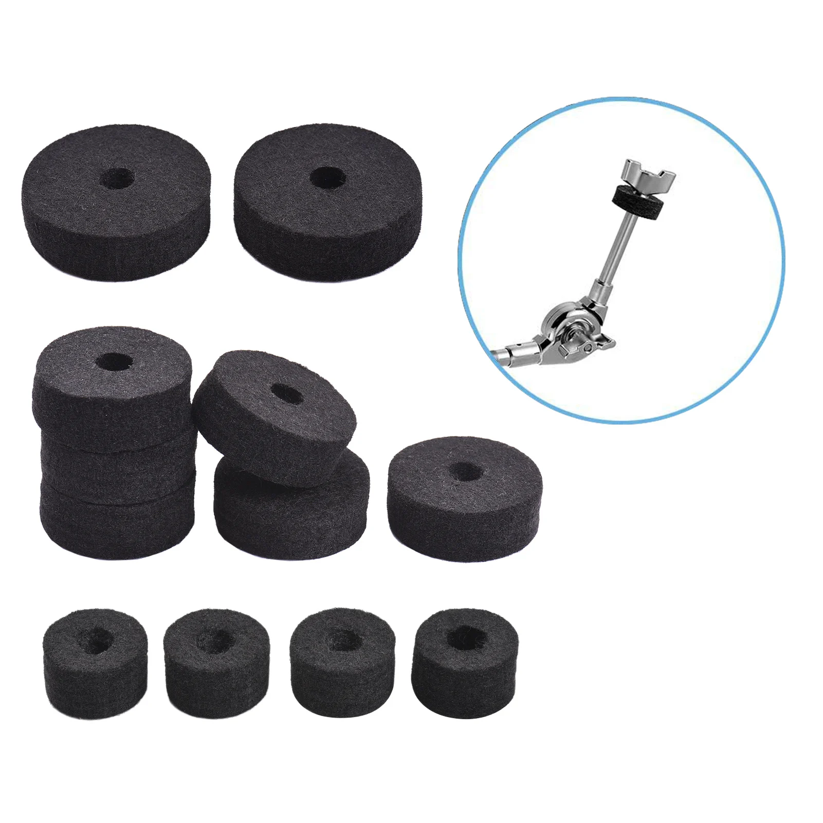 Sungpunet Cymbal Drum Replacement Accessories Drum Cymbal Felt Pad Set with Washer Nut Pads Wrench Casing Grey 23pcs 
