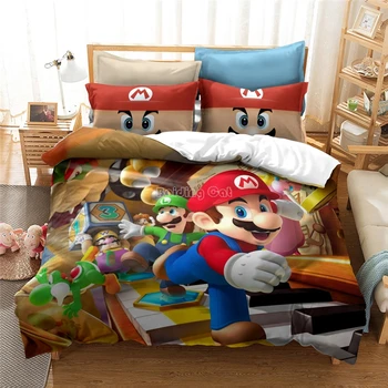 

New 3d Cartoon Mario Bros.bedding Set Children Cute Character Duvet Cover Set with Pillowcase Twin Full Queen King Bedclothes