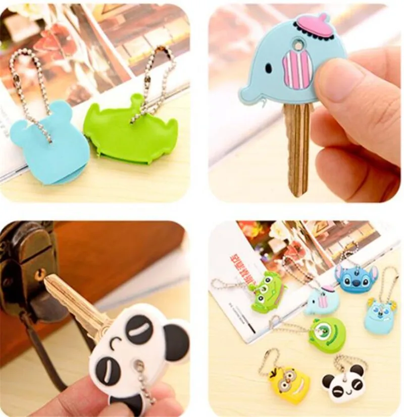 1PCS Silicone Motorcycle Key Case Cover Animal Cartoon Key Cover Cap PVC Soft Holder Chain For Girl Women Trinket Gift key caps covers keychain case cover
