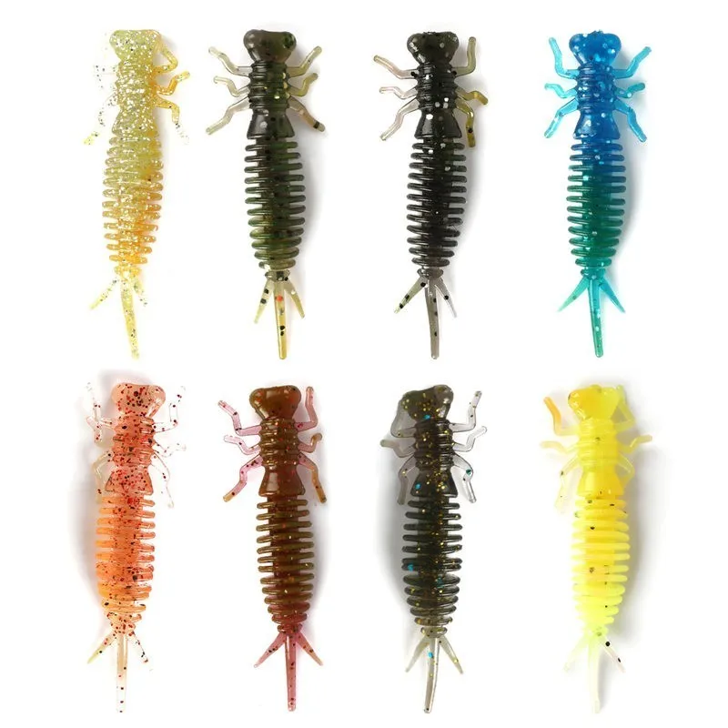 

10pcs/lot 55mm Rubber Bait Artificial Lures Silicone Fishing Baits Soft Worm Carp Swimbaits Jig Wobbler Odor Baits Larva Lures