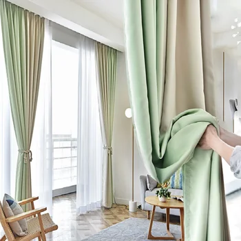 

Multi-color Optional Customization Curtains for Living Dining Room Bedroom Simple Luxury Splicing French Window Curtains Tulle