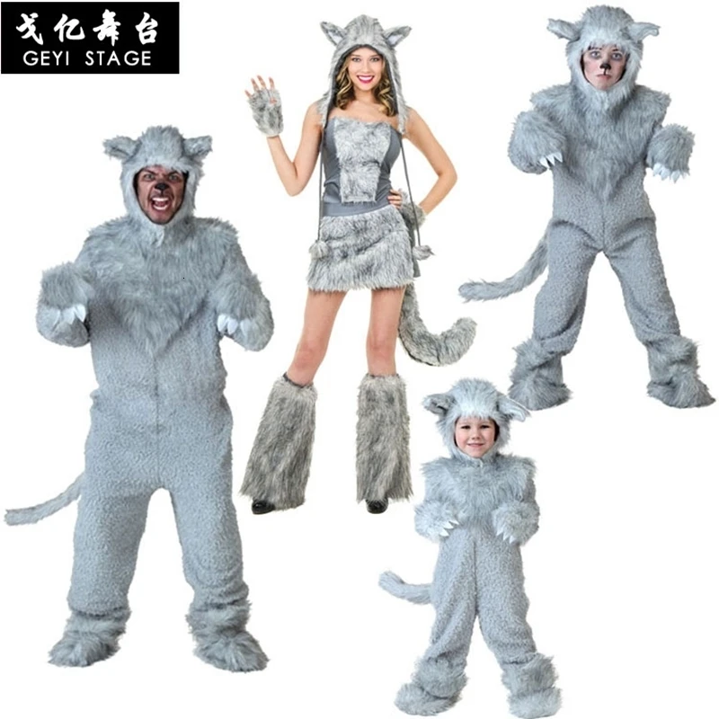 Женские Фланелевые комбинезоны kigurumi с изображением волка и дерева для взрослых