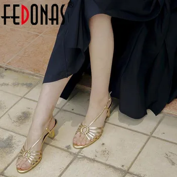 

FEDONAS Elegant Lace Up Peep Toe Highh Heels Sandals For Women Genuine Leather Fahion Pumps Casual Working Summer Shoes Woman