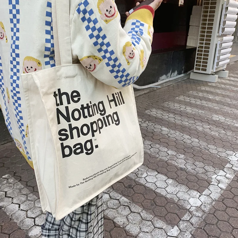 Women Canvas Shopping Bag Notting Hill Books Bag Female Cotton Cloth Shoulder Bag Eco Handbag Tote Reusable Grocery Shopper Bags