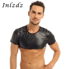 Мужское нижнее белье Топ на бретелях из мягкой кожи с коротким рукавом, с шипами, Лидер продаж, сексуальный топ на бретелях, костюм экзотическая верхняя одежда на бретелях