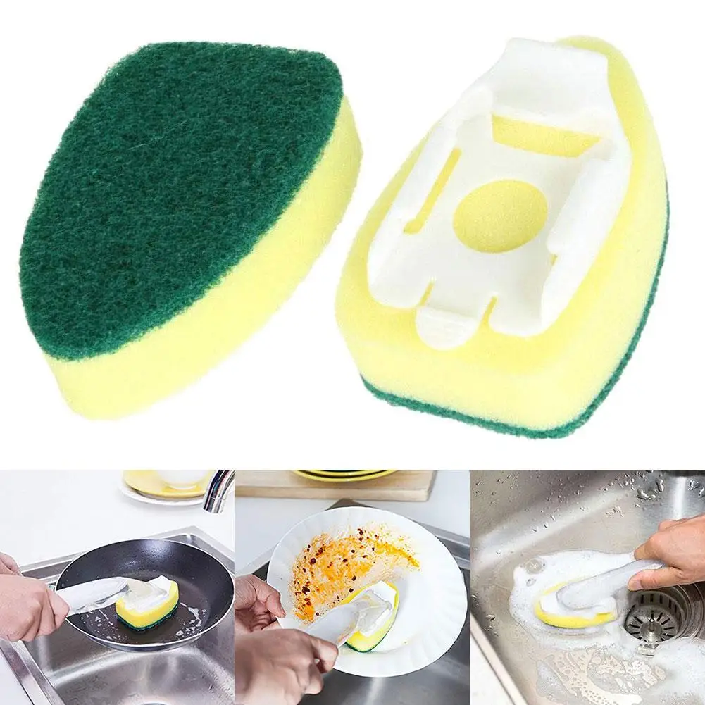 6Pcs Non Scratch Automatic Refill Liquid Brush Scrubber Sponge Head ReplacementSponges