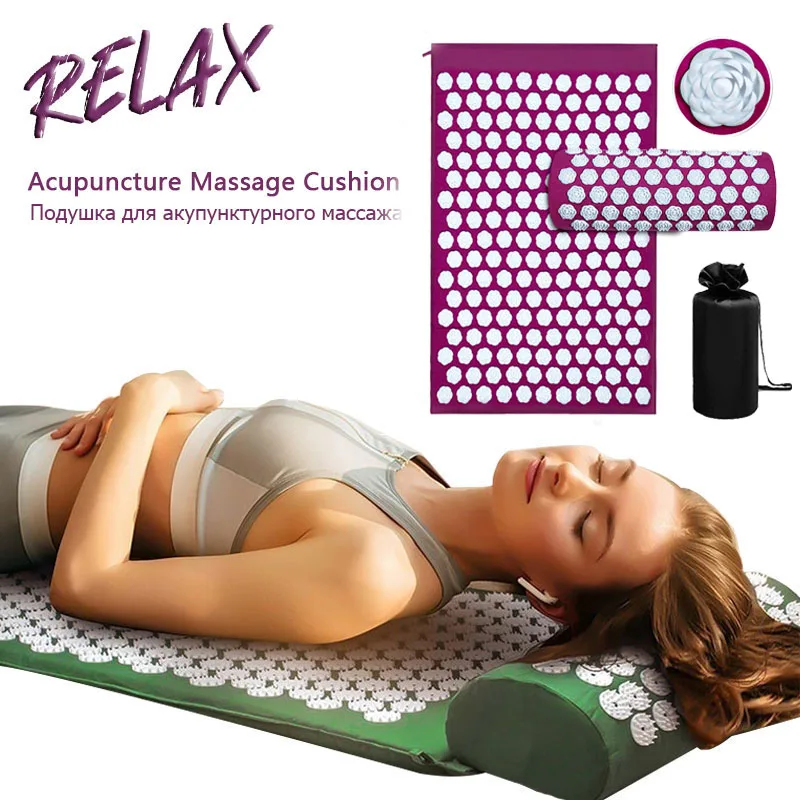 

Massage Cushion Massage Yoga Mat Lotus Spike Acupressure Relieve Stress Back Body Pain Spike Mat Acupuncture NonSlip Fitness Mat