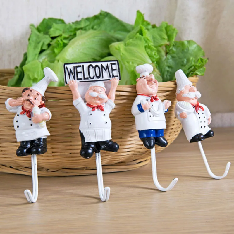 

Silicone Chef Figurine Wall Hook Creative Cartoon Decorative Hooks for Coat Towel Hanger Key Holder Bathroom Kitchen Organizer
