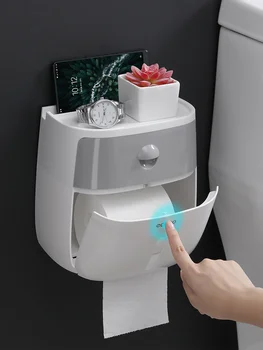 

Waterproof Wall Mount Toilet Paper Holder Shelf Toilet Paper Tray Roll Paper Tube Storage Box Creative Tray Tissue Box Home