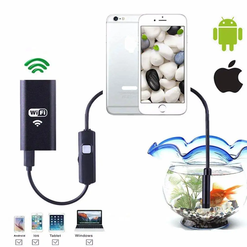 

WIFI Endoscope Camera Mini Waterproof Soft Cable Inspection Camera 8mm USB Endoscope Borescope Android IOS Endoscope For Iphone