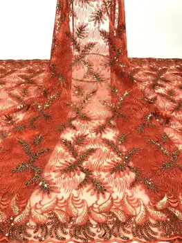 

Nigerian latest lace fabric best quality 2019African sequince lace fabric for Christmas Evening Dresses Winn867j