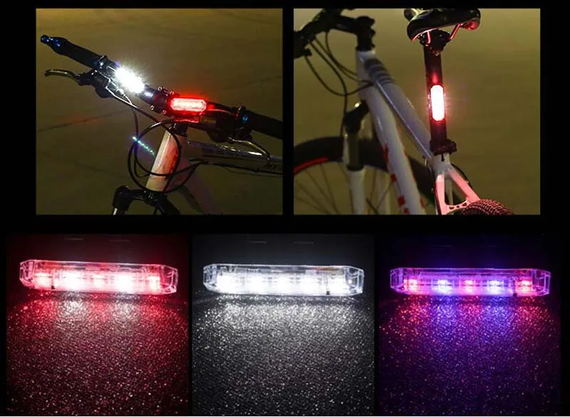 Велосипед велосипедный задний фонарь USB Перезаряжаемый 5LED Задний фонарь безопасность заднего хвоста Предупреждение Велоспорт задний свет портативный мигающий свет