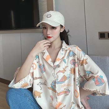 

COIGARSAM Short Sleeve Shirt Womens tops Loose Women shirts 3004