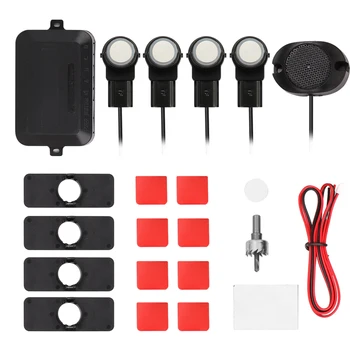 

Hot Car Parking Sensors System 4pcs Flat Sensors Reverse Backup Radars Sound Buzzer Alarm Adjustable Sound Car Parking Sensor