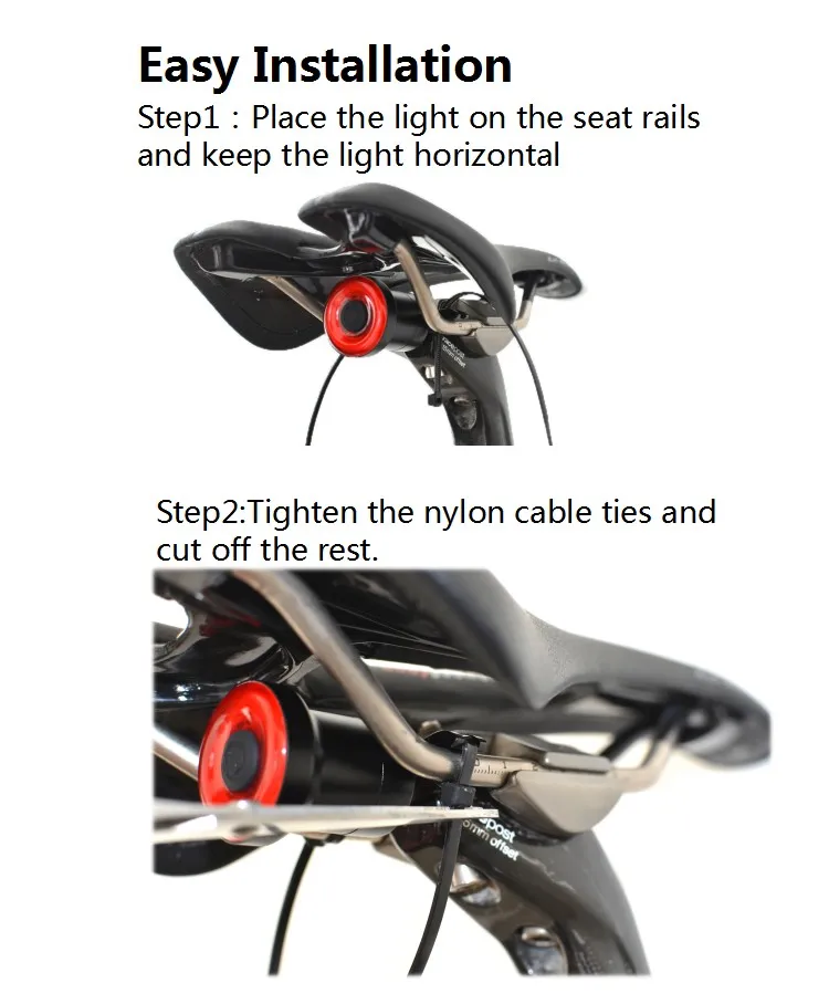 Светодиодный фонарь для зарядки fasterway road bike auto start/stop brake умный зондирующий фонарик - Цвет: saddle mount