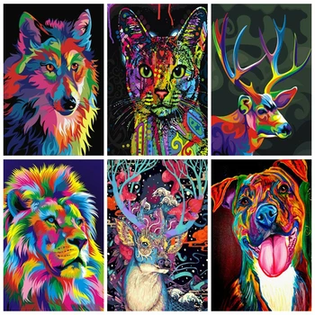 

AZQSD Pictures Oil Painting By Numbers Animals Handmade Gift Coloring By Number Canvas Painting Full Kits 40x50cm