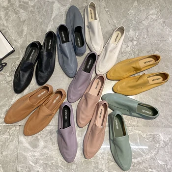 

Concise Loafers Women Flat Shoes Soft Genuine Leather PU Moccasins Female Casual Ballet Flats Slip On Ballerina Woman Chic Style