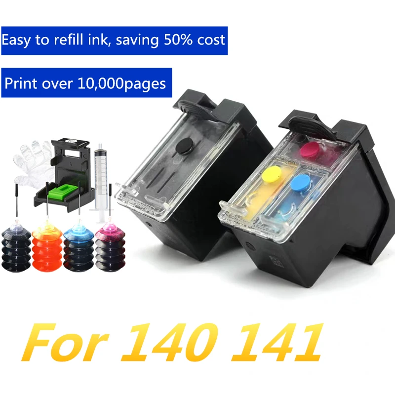 

2 PCs Refillable ink Cartridge For HP 140 141 140XL 141XL Photosmart C4283 C4583 C4483 C5283 D5363 Deskjet D4263 D4363 PRINTER