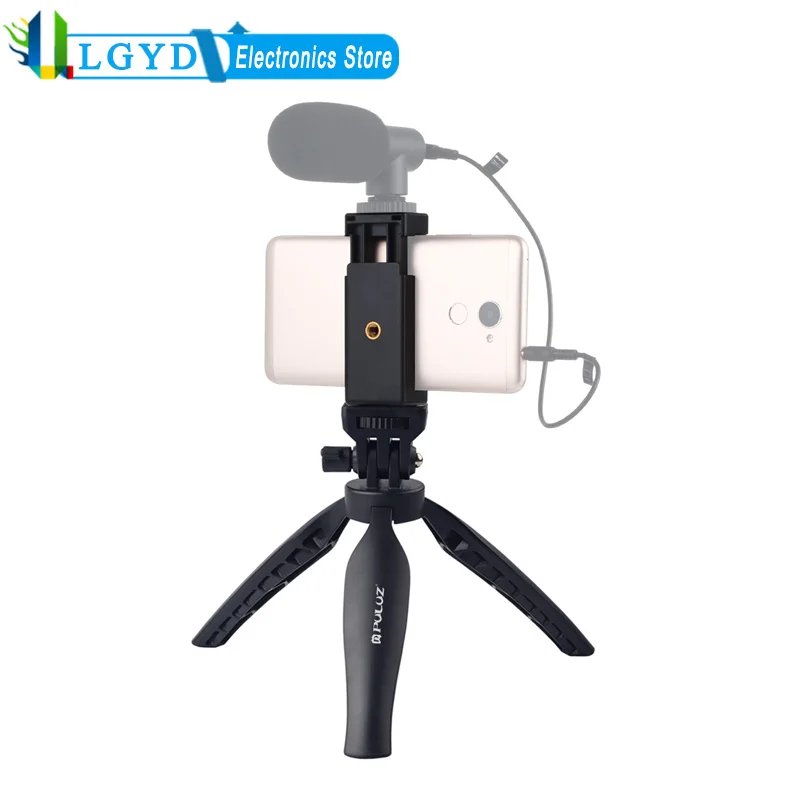 PULUZ Desk Tripod Mount with Phone Clamp & Adjusting Tripod Head for
