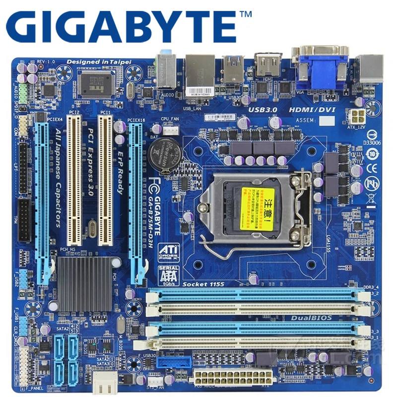 GIGABYTE GA B75M D3H настольная материнская плата B75 Socket LGA 1155 i3 i5 i7 DDR3 32G Micro ATX оригинальная