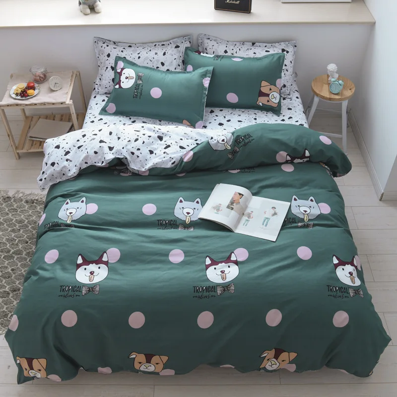 Fruit Printing 4pcs Kid Bed Cover Set Cartoon Duvet Cover Breathable Bed Sheets and Pillowcases Comforter Bedding Set Full Sizes