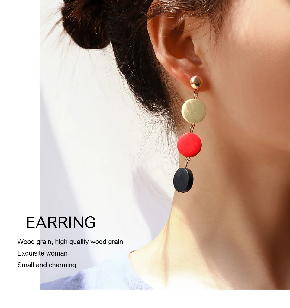 H9aad340ff146459c880fc71c479657aaq - BICUX New Fashion Wood Dangle Drop Korean Earrings For Women Geometric Blue Acrylic Earring 2019 Bohemia Wedding Brincos Jewelry