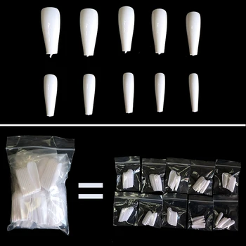 

RIKONKA 100/500pcs Ballerina Nails Natural/Clear/White Coffin Full Nail Tips French Half-cover Nails for Extension&Protection