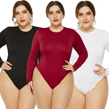 

Sexy Bodysuit Long Sleeve 2020 Autumn Spandex Bodysuit Women Club Wear O-Neck Shirt Women plus Size Rompers