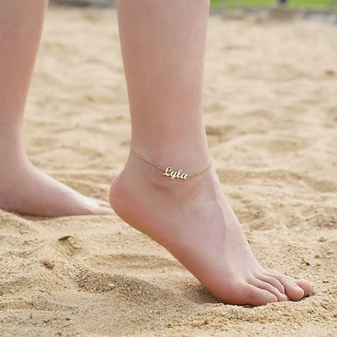 Custom Name Ankle Bracelet Personalized 18K Gold Plated Summer Beach Anklet with Any Name Customized Name Anklet Jewelry Gift for Women Girls 