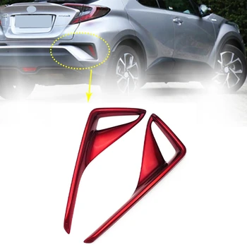 

NEW-2Pcs Red Car Rear Fog Light Trim Tail Lamp Frame Cover for Toyota Chr C-Hr 2017 2018