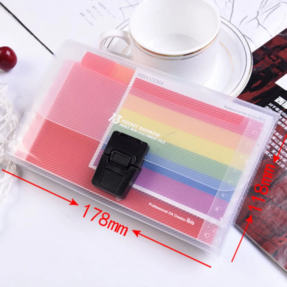 Best Selling A6 Document Bag Cute Rainbow Color Mini Bill Receipt File Bag Pouch Folder Organizer File Holder Office Supply