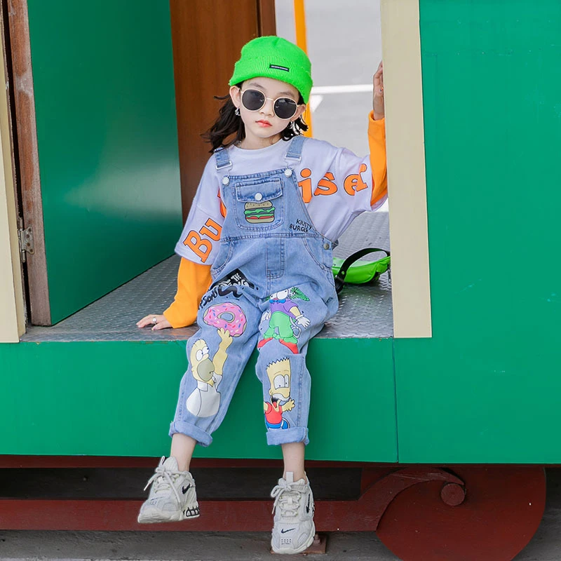 10歳から12歳までの女の子のための漫画のオーバーオール 春と秋のファッション カジュアル オーバーオール Aliexpress