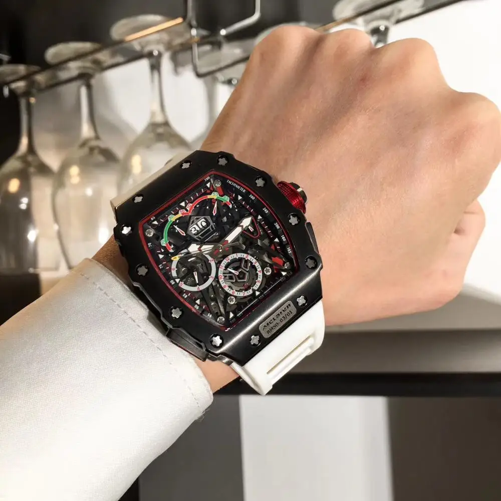 A09192 мужские часы Топ бренд подиум роскошный европейский дизайн автоматические механические часы - Цвет: Белый