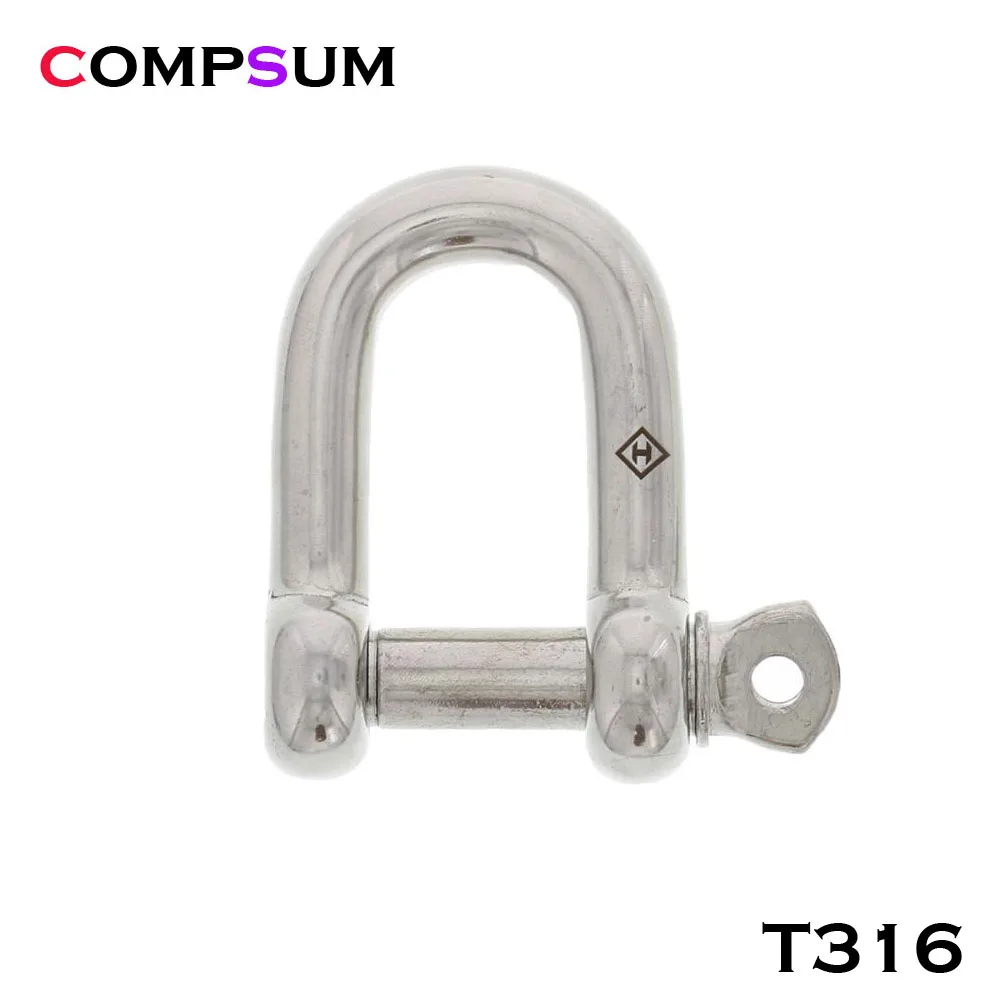 T316 Stainless Steel Screw Pin D Shackle wire rope lock chain connecting buckle stainless steel wire rope,stainless steel cable rope,stainless steel carabiner