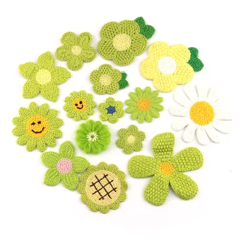 

20pcs New Baby Green Crochet Yarn Flower Sewing Diy Crafts Materials Costura Artesanato Pompones Applique Arts Crafts Supplies