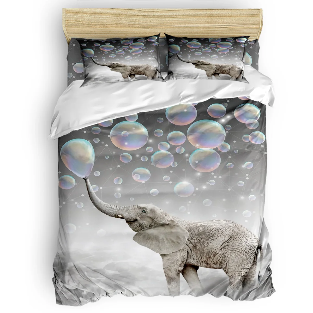 

FamilyDecor 4pcs Bedding Set Elephant Balloon Duvet Cover Set Customizable