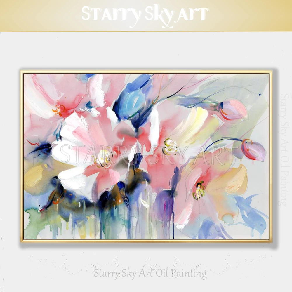Hand Painted Beautiful Wall Art Watercolor Style Acrylic Flowers Painting Beautiful Flowers Acrylic Painting For Living Room|Painting & Calligraphy| - Aliexpress