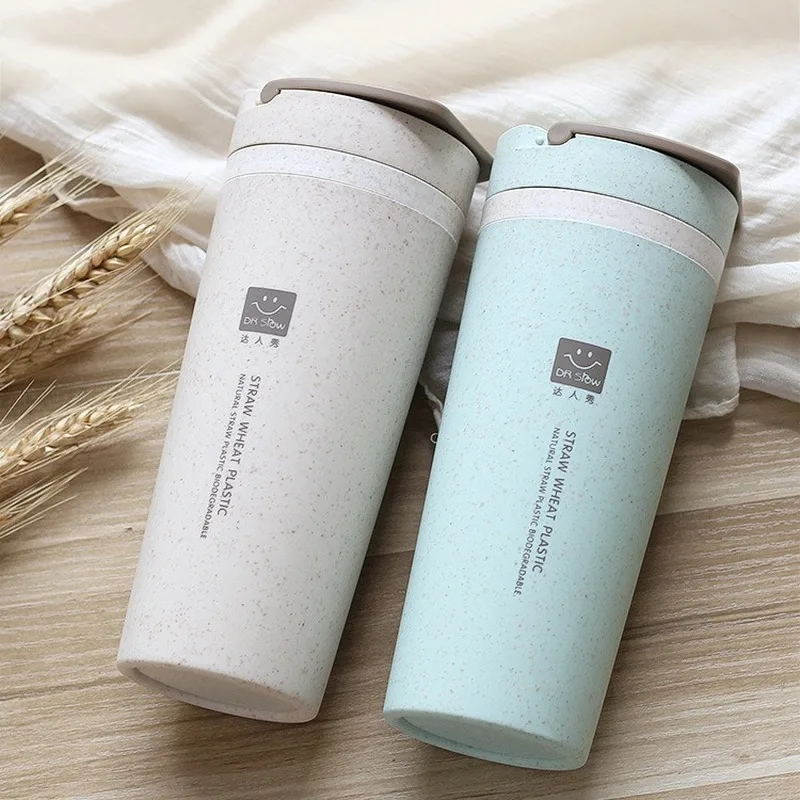 

450ml Creative Wheat Straw Fiber Water Heat Insulation Anti-scalding Double-layer Wheat Fragrance Cup Portable Portable Cup Gift