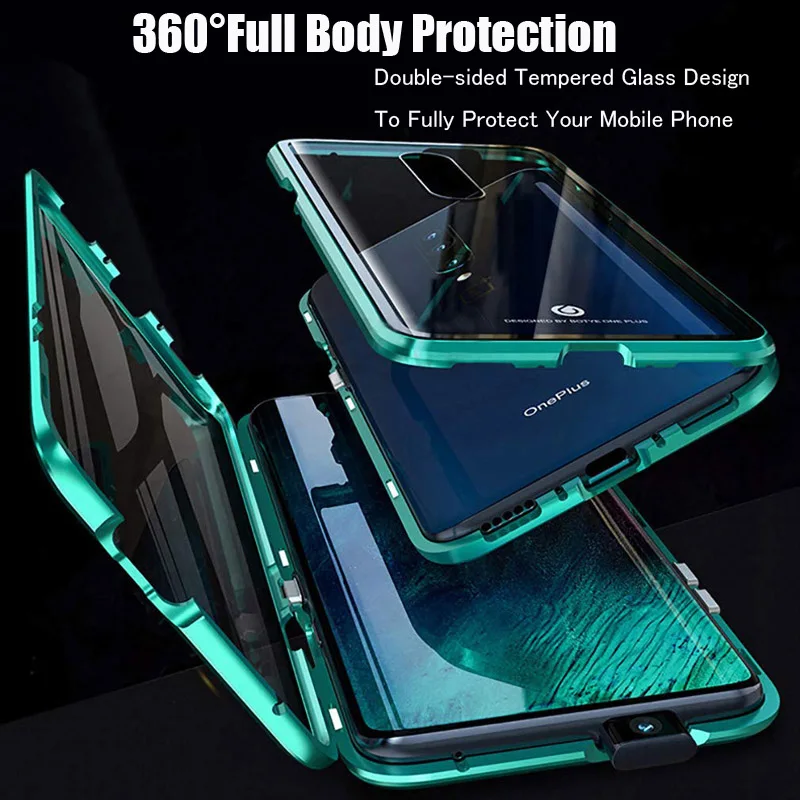 Double Side 360 Degree Magnetic Adsorption Glass Case For Oneplus 7 Oneplus 7T Pro Phone Preserve Case For Oneplus 6 6T Cover